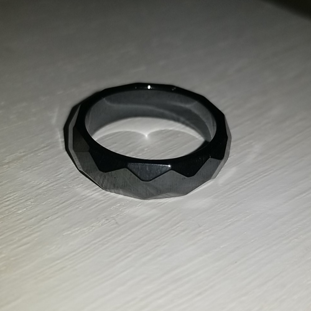 Faceted Hematite Ring